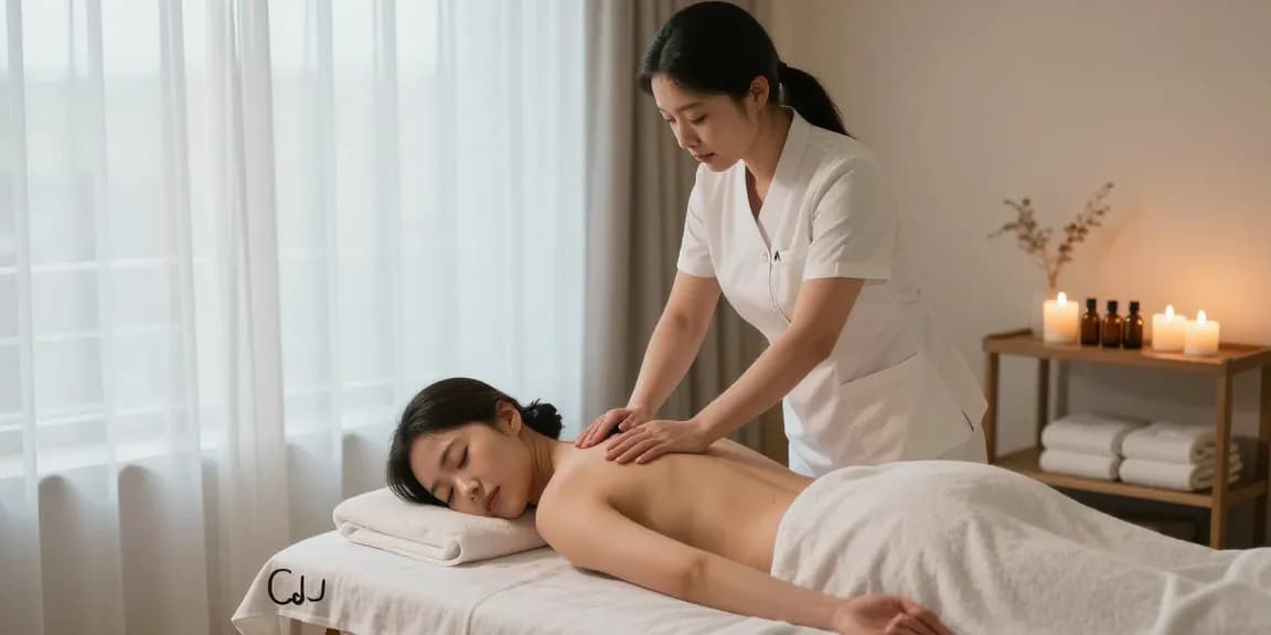 Relaxing 한국인출장 massage therapy experience in serene home setting.