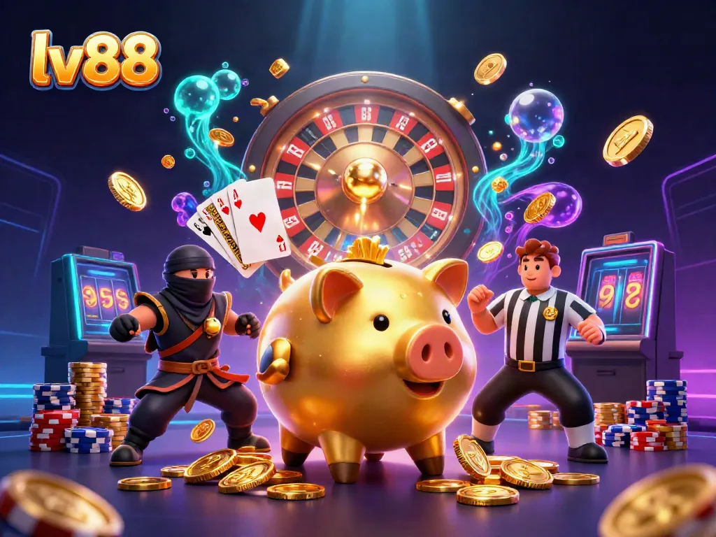 Experience thrilling gameplay at lv88 with dynamic characters, golden coins, and exciting casino elements.