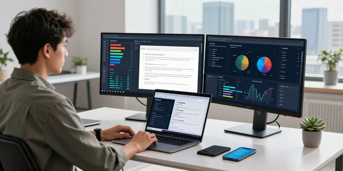 Document fraud detection workspace featuring an analyst using advanced software to ensure document authenticity.