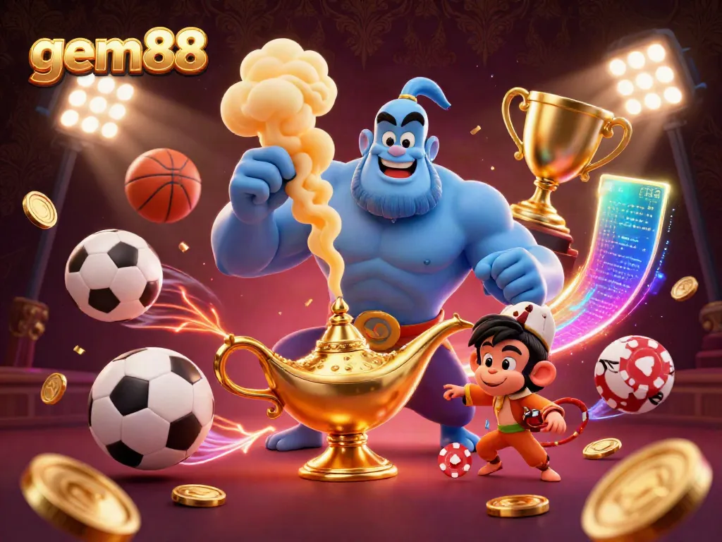 Experience the excitement of gem88 with dynamic sports elements and vibrant casino visuals.