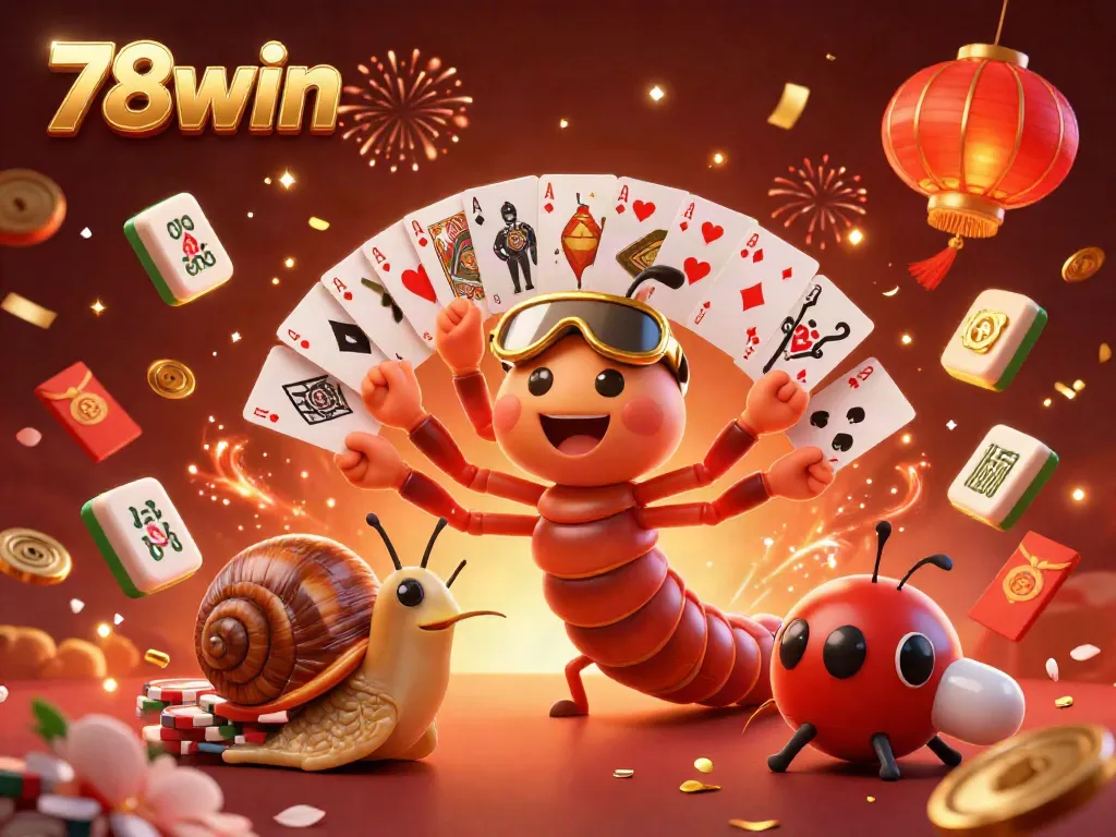 Experience vibrant gaming excitement at 78win with a whimsical dealer and colorful casino elements.