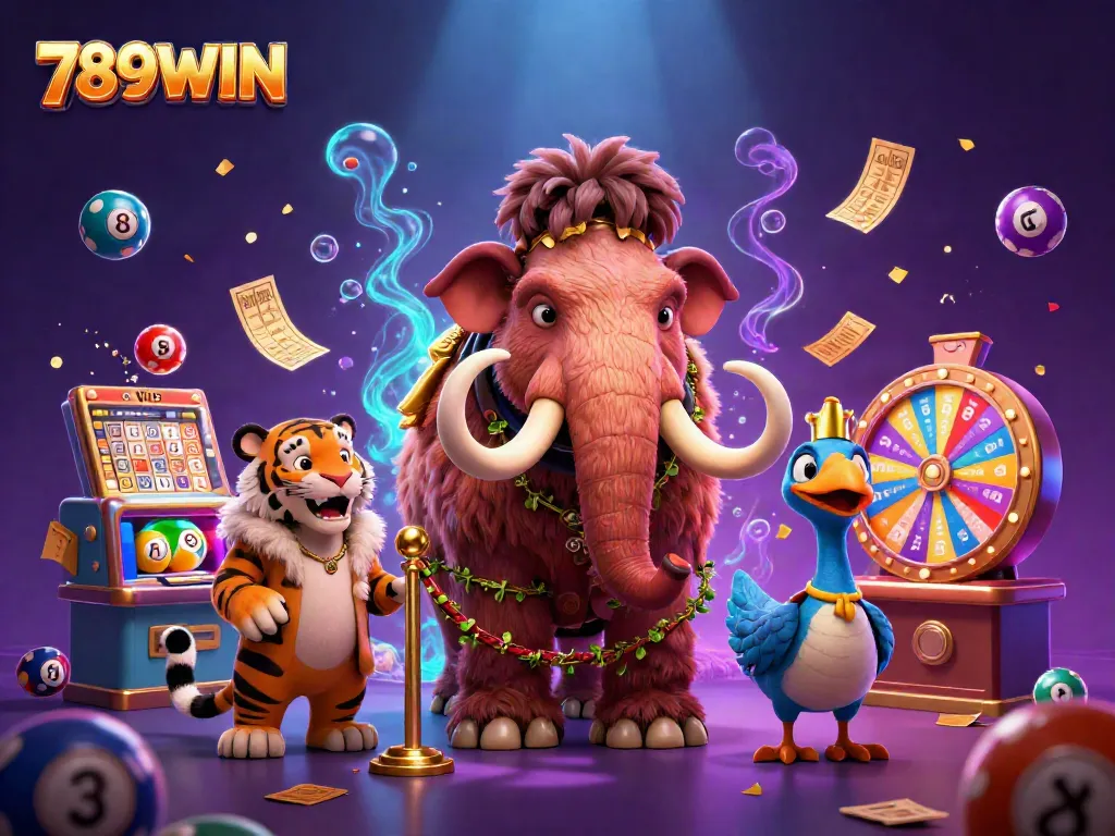 Experience excitement at 789WIN with a vibrant casino scene capturing dynamic lottery elements and characters.