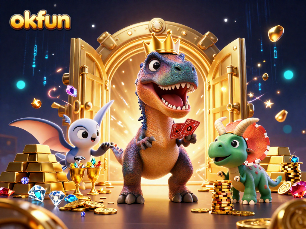 Engage in winning adventures with okfun's animated characters in a vibrant casino universe.
