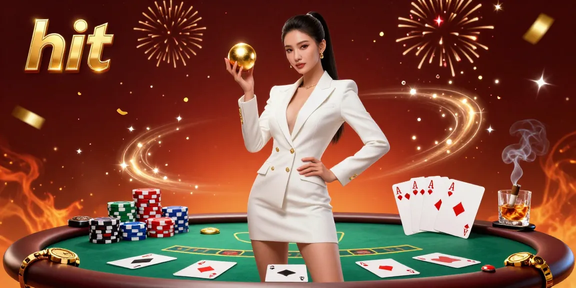 Hit the jackpot in an exquisite casino scene with an Asian woman showcasing her confidence while holding a golden roulette ball.