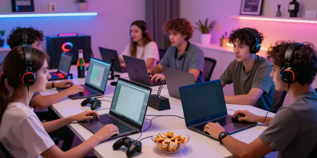Players enjoying diverse games at https://choinohu.vip/ in a vibrant gaming setup.