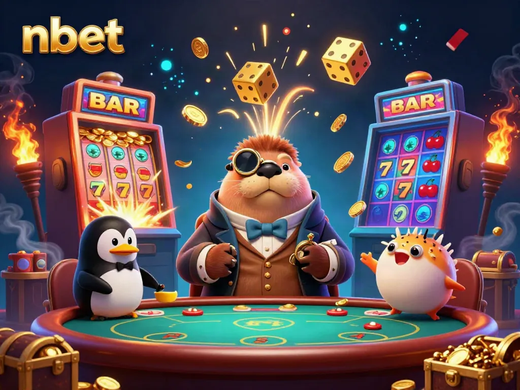 Experience the thrilling world of nbet as a jolly walrus plays poker with dynamic casino elements.