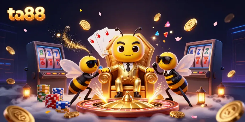 Experience thrilling moments at ta88, featuring a dynamic casino scene with charismatic characters and exciting game elements.