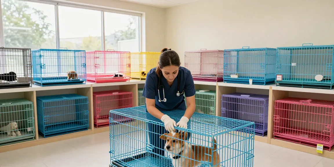 Cages For Animal Professionals providing a safe space for pets in a veterinary clinic.