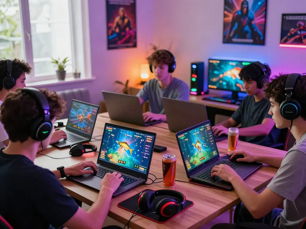 Players enjoying online gaming at https://du88az.net/ with vibrant graphics and cozy atmosphere.