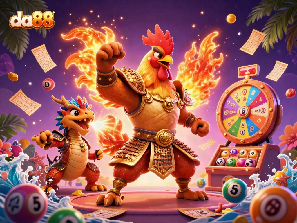 Engage in the thrilling world of da88 with dynamic colorful elements, showcasing vibrant lottery games.