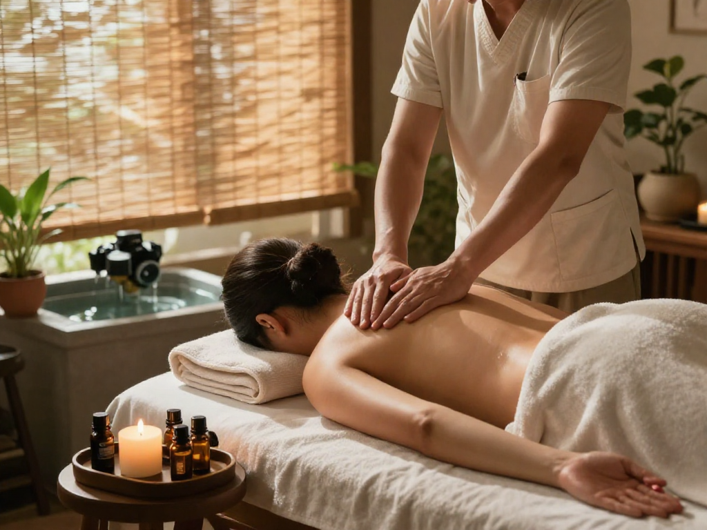 남양주출장안마 in a serene spa environment with soothing massage therapy scene.