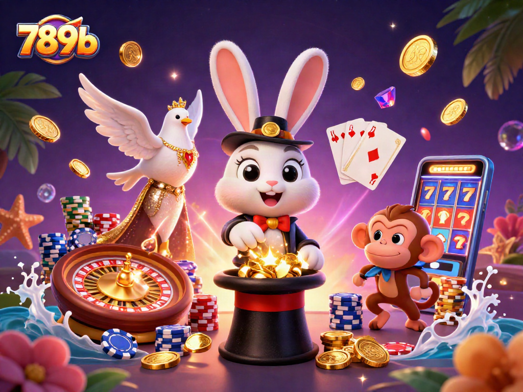 Engage with thrilling slots at 789b featuring lucky sevens, poker chips, and a lively casino atmosphere.