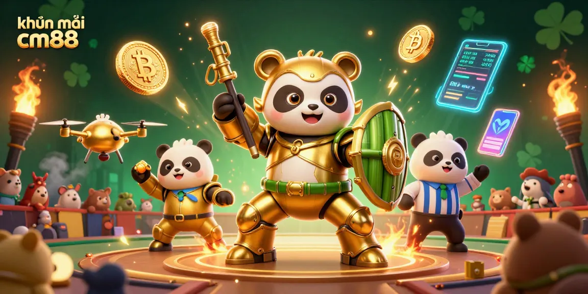 Engage with khuyến mãi cm88 in a vibrant casino-themed digital illustration featuring dynamic characters and gaming elements.