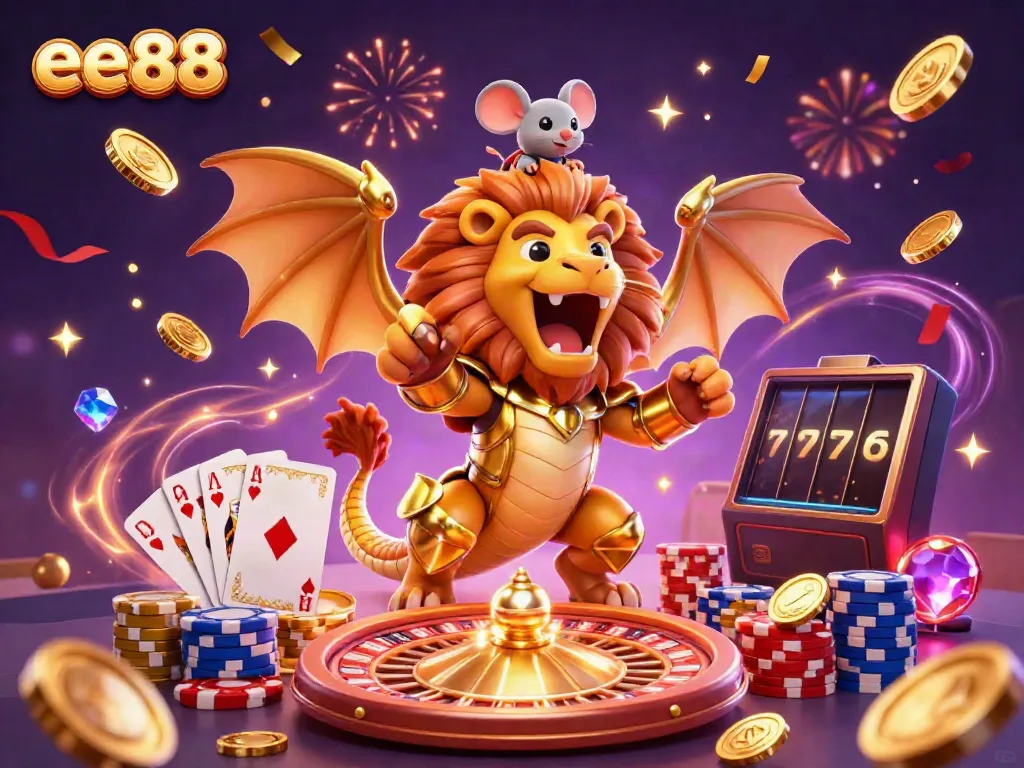 Experience the thrill of ee88 with a golden chimera and dynamic casino elements!