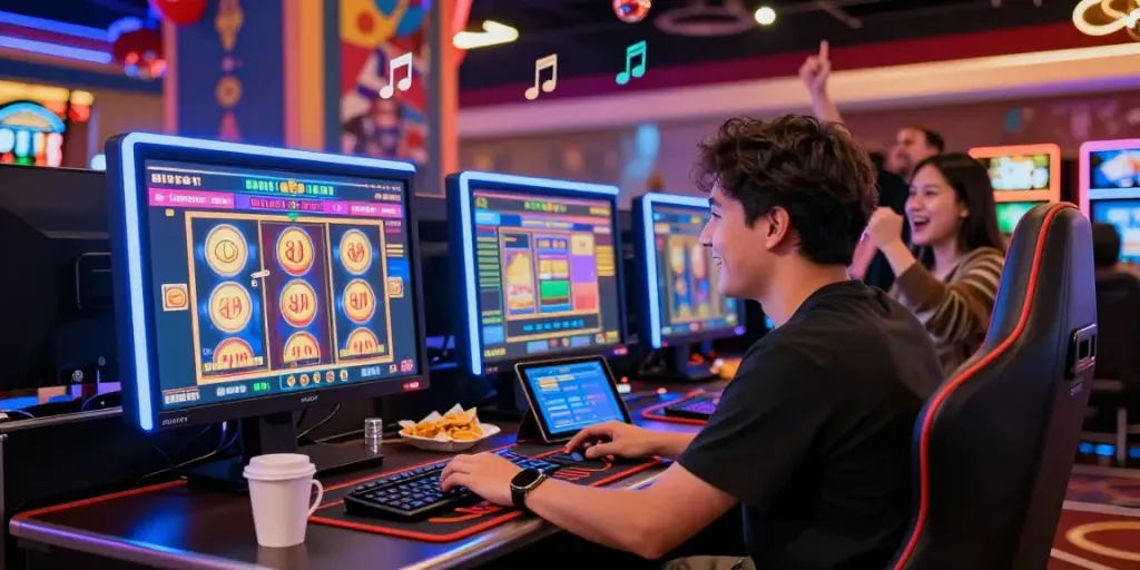 Permainan situs slot gacor dengan pemain yang bersemangat di lingkungan kasino online.