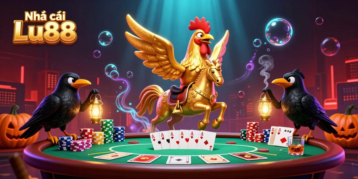 Experience thrilling gaming at Nhà cái Lu88 with vibrant scenes from a midnight casino filled with rich details.