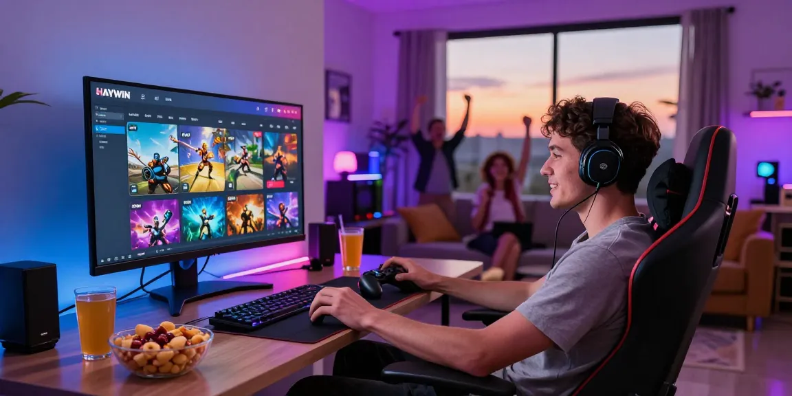 Exciting gaming session at home featuring HAYWIN interface for online games.