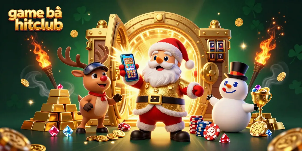 Engage in thrilling fun with game bài hitclub featuring Santa in a vibrant casino setting.