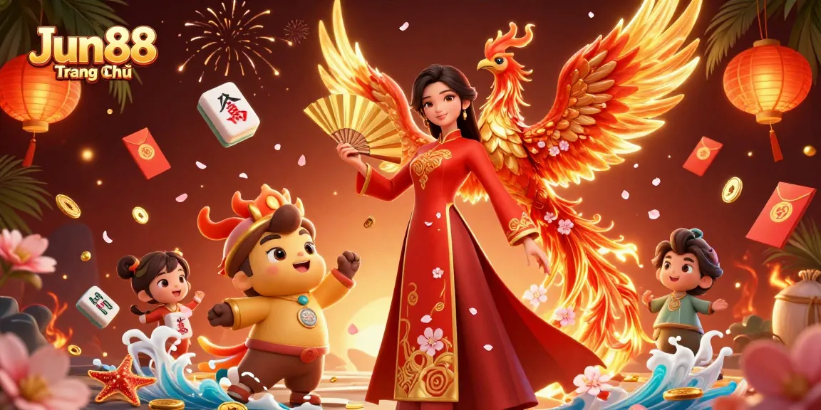 Engage in exciting casino adventures at Jun88 Trang Chủ with vibrant 3D characters and gambling elements.