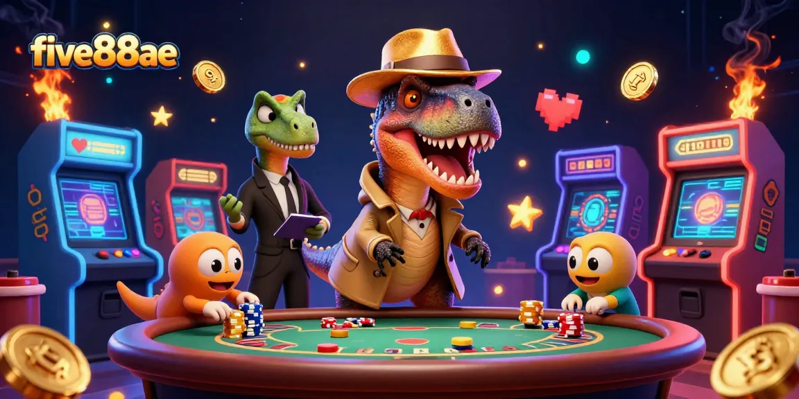 Experience thrilling gameplay at five88ae where cartoon velociraptors and dinosaurs bring casino excitement alive.