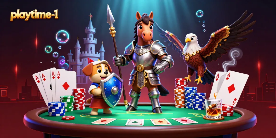 Experience the excitement at playtime-1 with a medieval-themed poker scene packed with detailed characters.