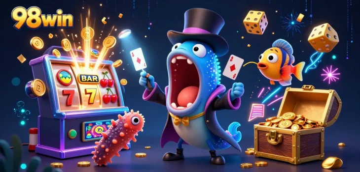 Win jackpots at 98win with immersive 3D casino gaming characters and exciting elements.