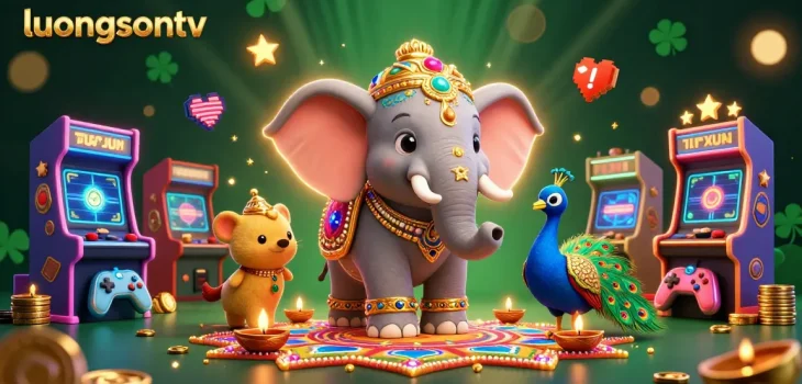 Experience exciting gameplay with luongsontv's vibrant 3D scene showcasing dynamic casino elements.