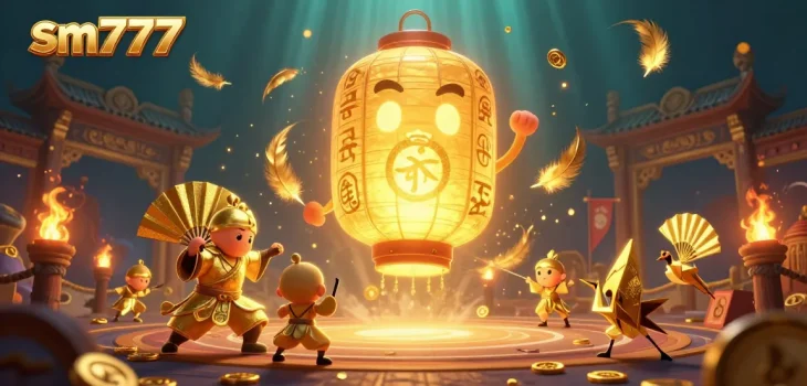 Experience vibrant sm777 excitement with golden lantern spirits amid a casino night!