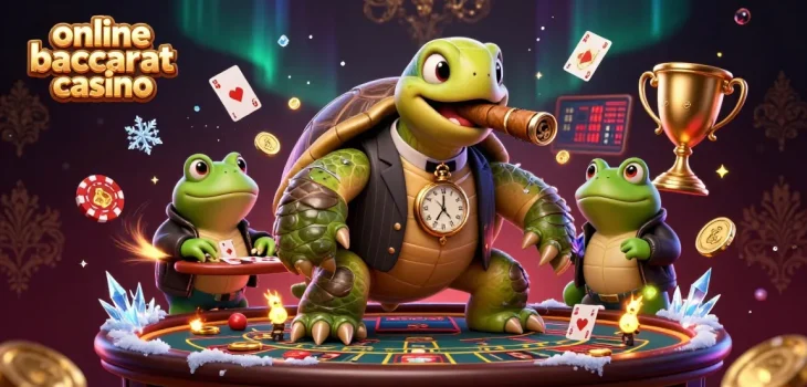 Experience the excitement of online baccarat casino with vibrant characters and dynamic gaming elements.