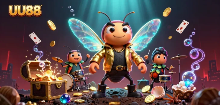 Experience thrilling gaming action at UU88 with animated characters and vibrant casino elements.